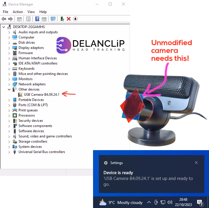 a screenshot of a Ps3 camera and task manager window