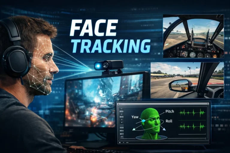 Face tracking in PC gaming using a camera to track head movements in real time
