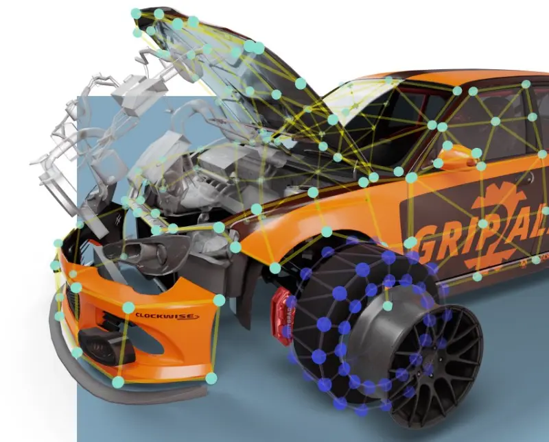 a car with its hood open