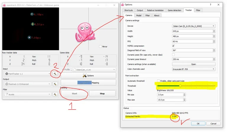DelanCam Head Tracking with Opentrack