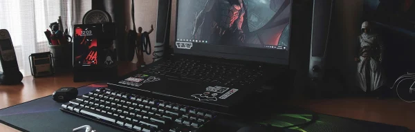 a laptop with a cartoon on the screen