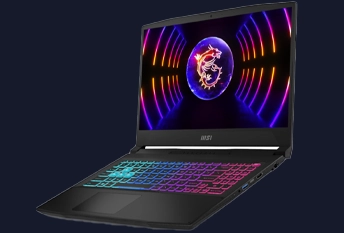 a laptop with colorful lights