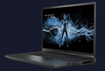 a gaming laptop with a screen showing a woman on the screen